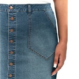 1822 Denim Blue Jeans Mini Skirt Stretch Button Detail Casual Size 10 Party Date